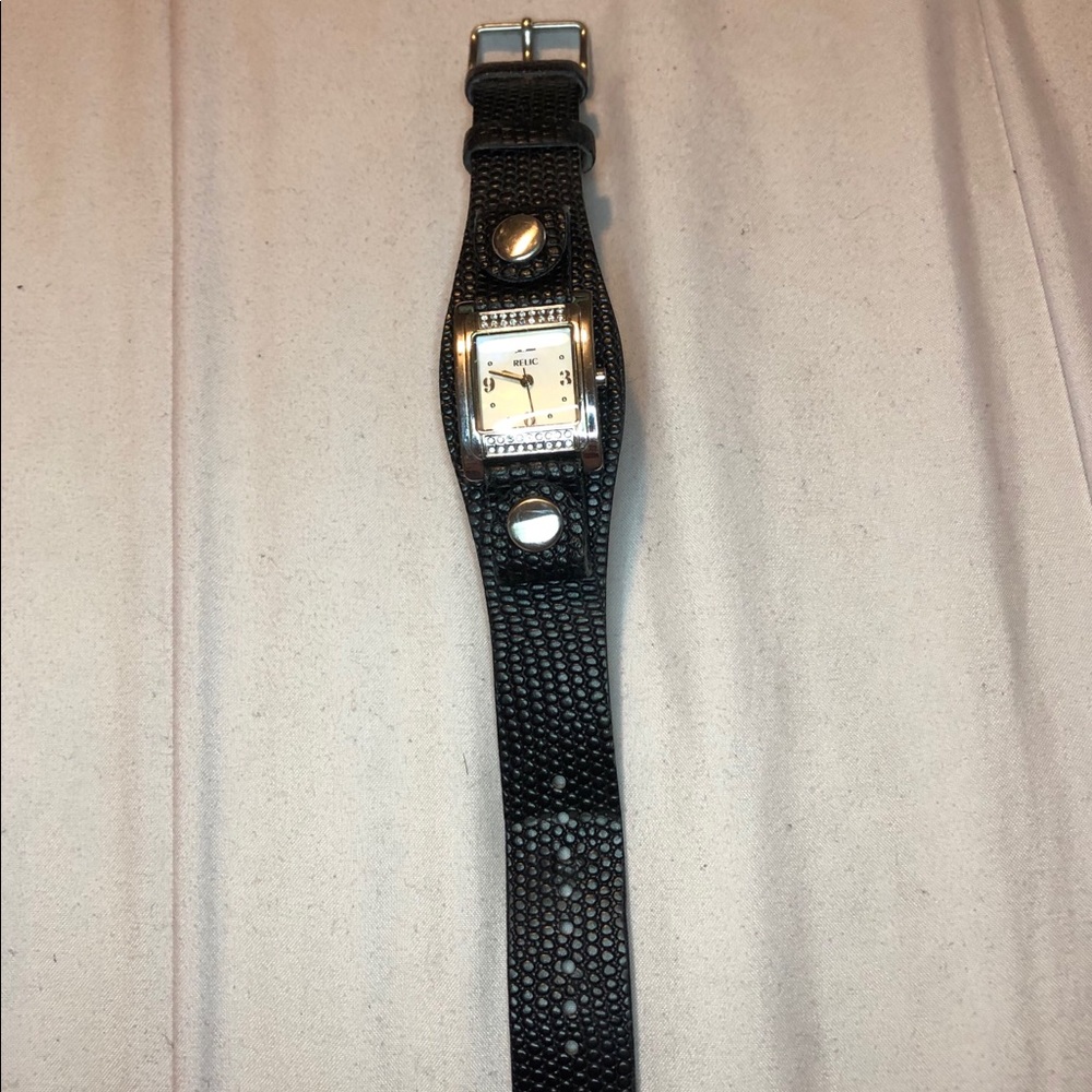 Black Leather Strap Watch